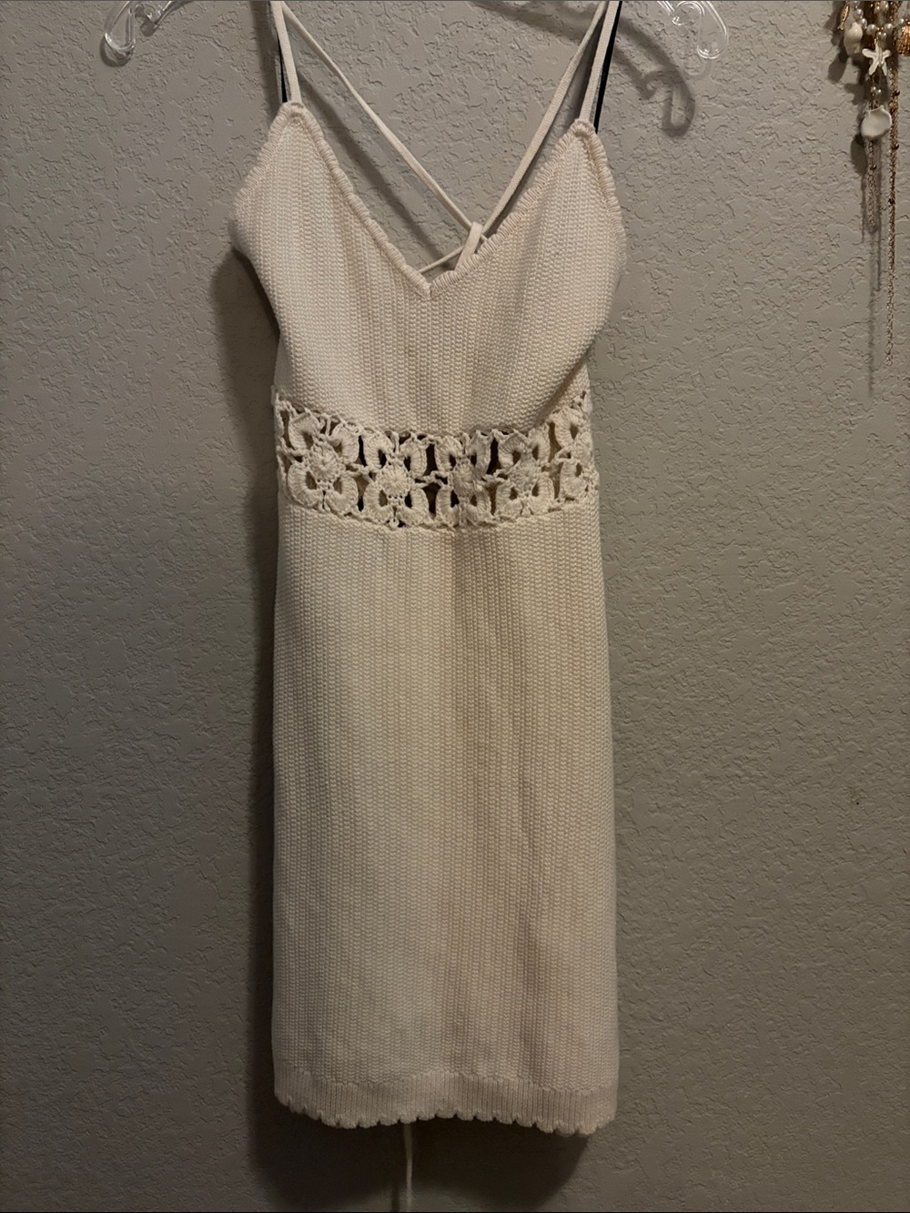 Forever 21 Cream Crochet-Waist Knit Mini Dress
